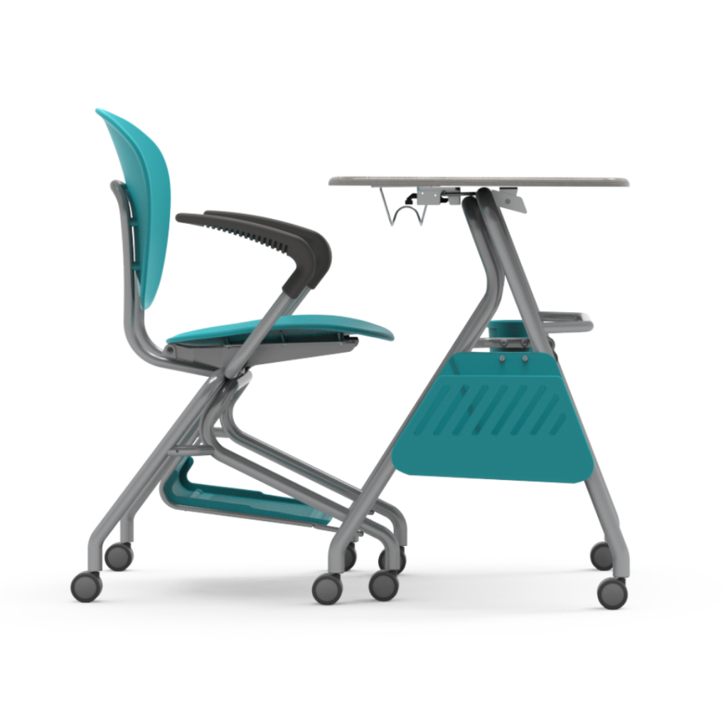 YOZI Series Nesting Chair 18in with Casters Green Apple Silver Mist