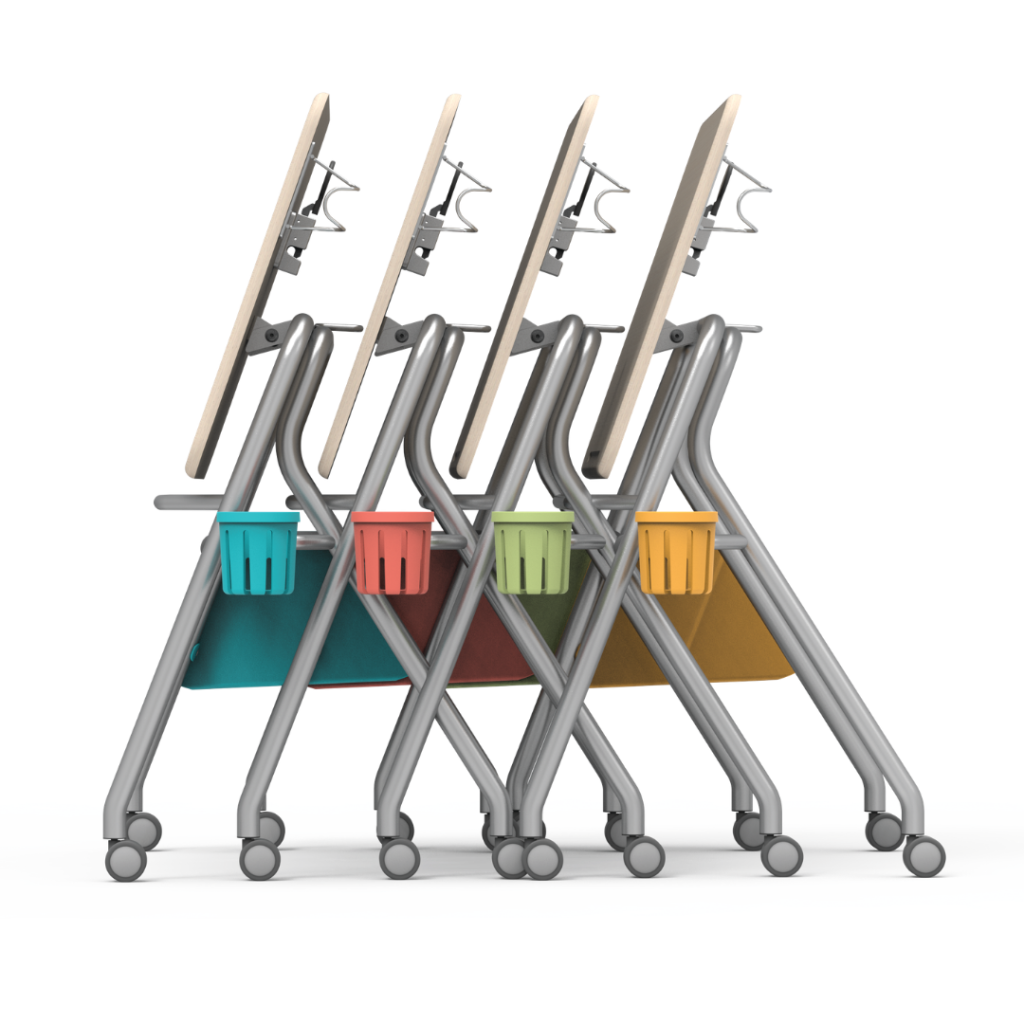 YOZI Series Nesting Desk 29in with Casters Grey Elm Silver Mist