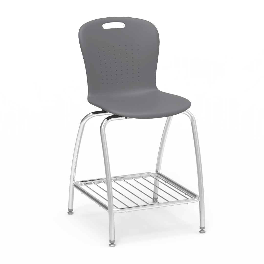 Sage Series 4-Leg Stool with Civitas Frame 25in with Bookrack Eclipse Chrome