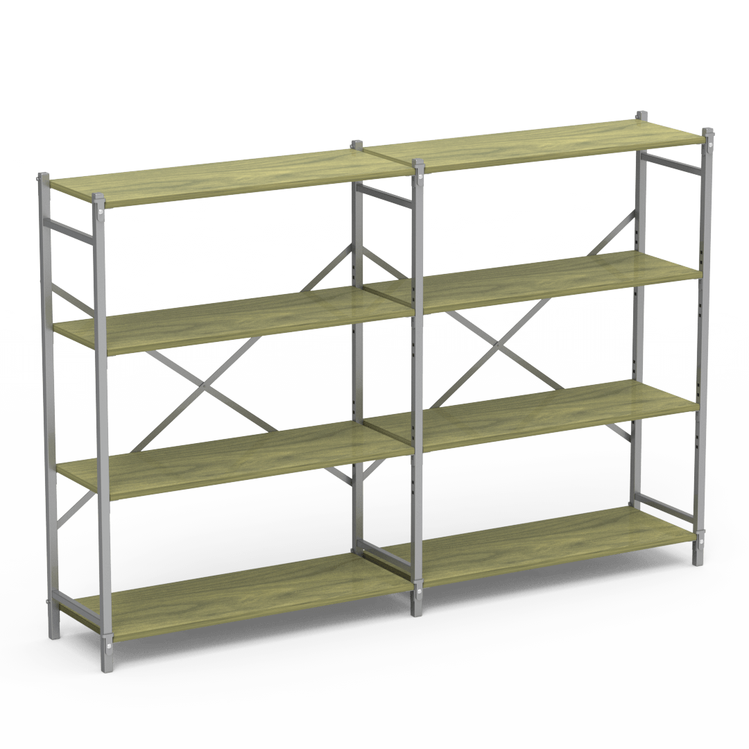 Wood Storage Shelving Double Unit, 48" x 18" x 66"