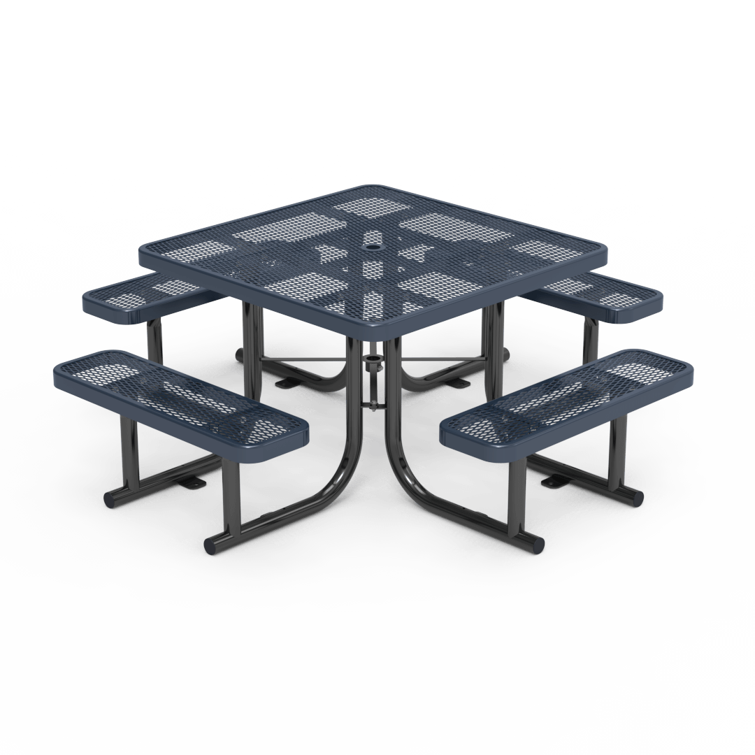 Square Outdoor Picnic Table DARK BLUE/BLACK