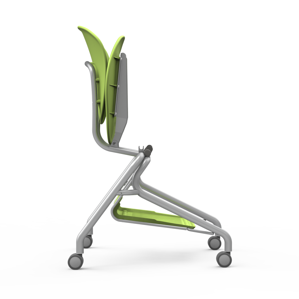 YOZI Series Nesting Chair 18in with Casters Green Apple Silver Mist