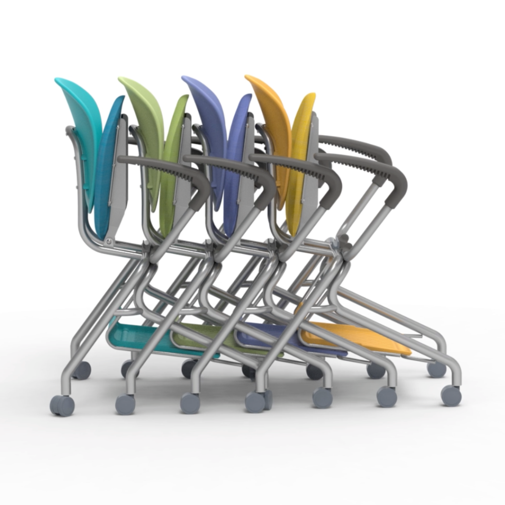 YOZI Series Nesting Chair 18in with Casters Green Apple Silver Mist