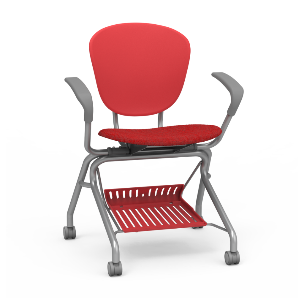 YOZI Series Nesting Chair 18in with Casters Green Apple Silver Mist