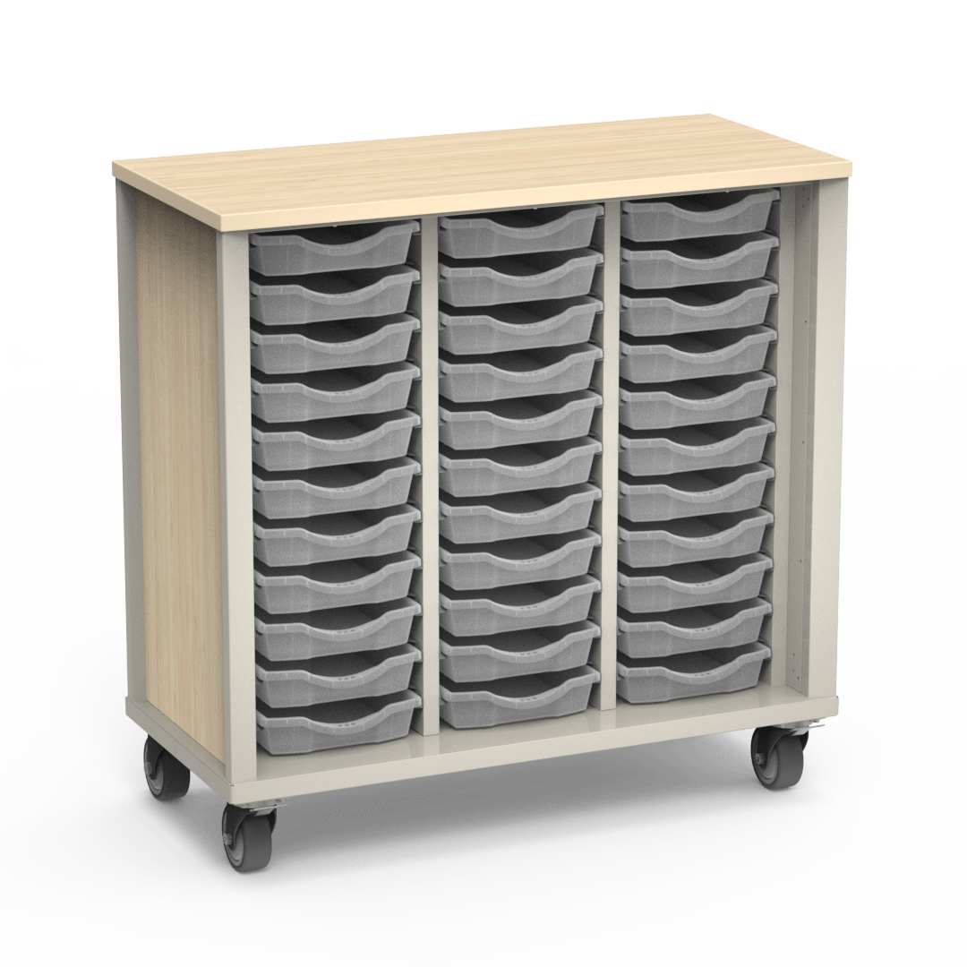 Topaz Series Mobile Storage Cabinet with Tote Trays - Without Doors 48in Asian Sand Moonstone