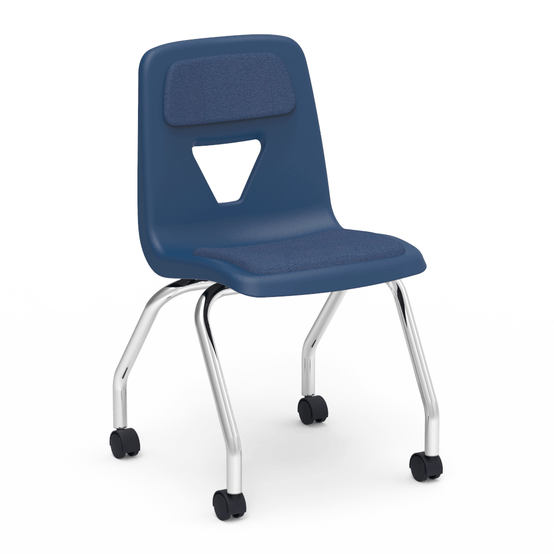 2000 Series Mobile Chair Padded Seat 18in with Extra Large Padded Seat and Back Navy with Sedona Sailor Upholstery Chrome
