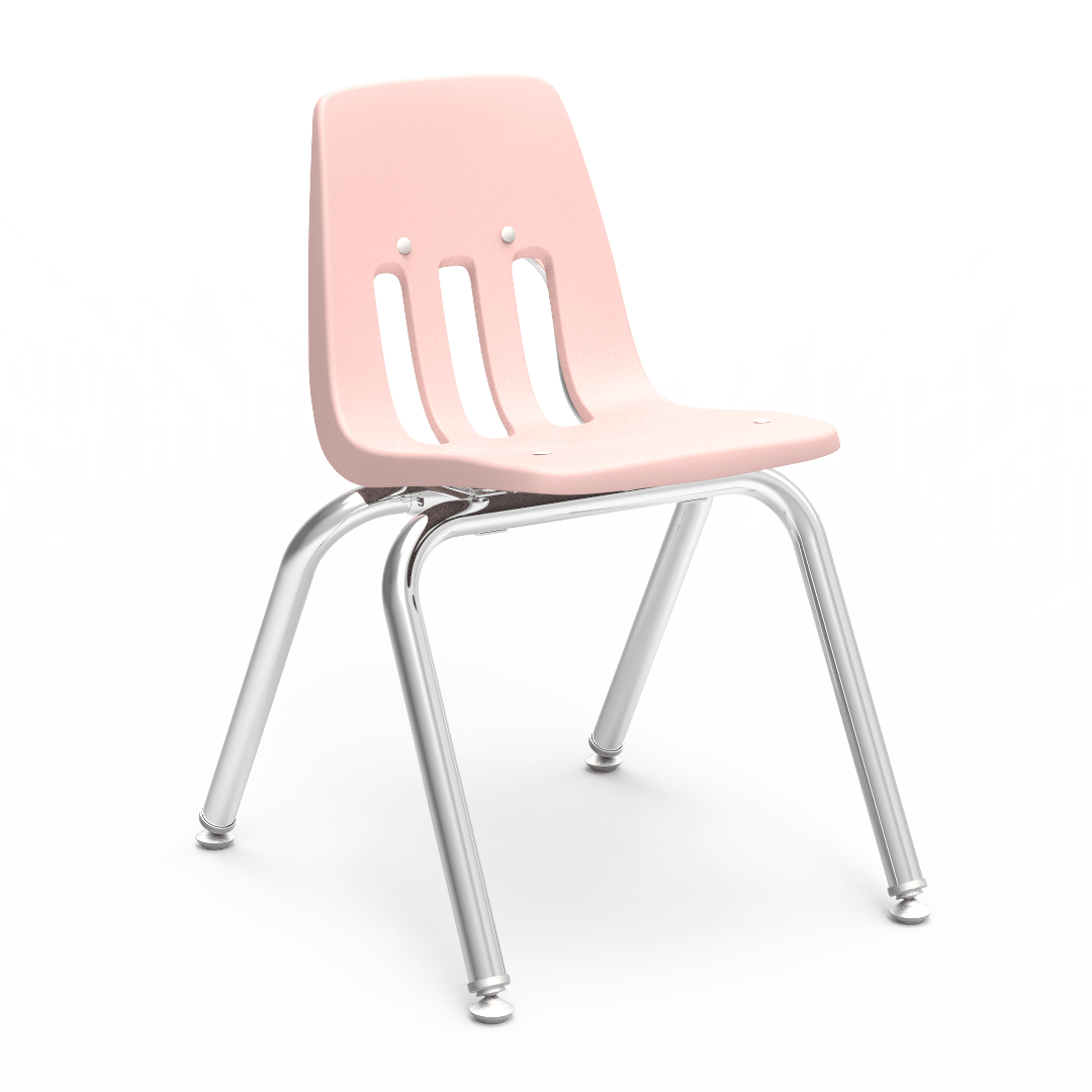 9000 Series 4-Leg Stack Chair 14in Kindergarten - 2nd Grade Pink Chrome