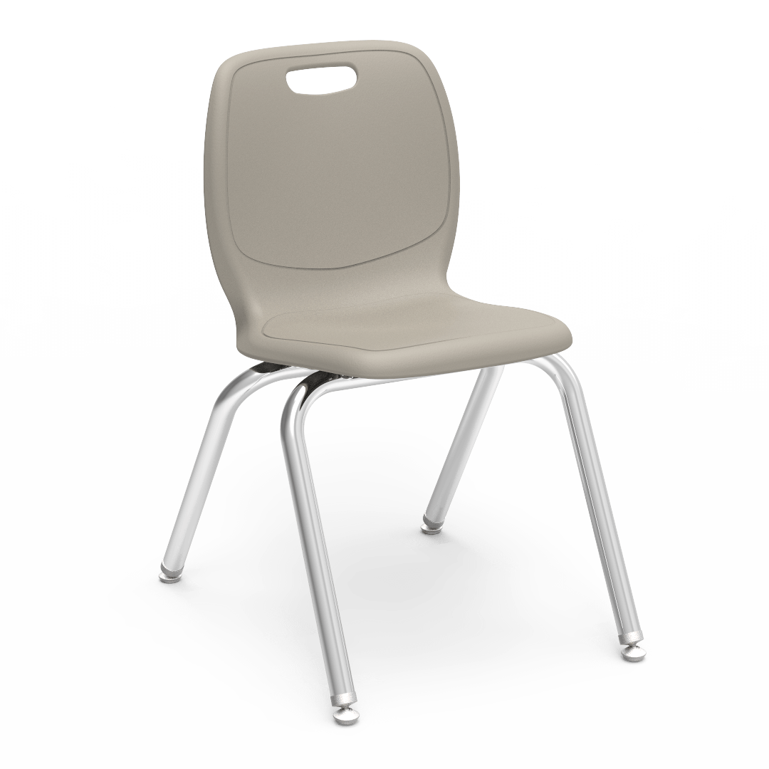 N2 Series 4-Leg Stack Chair 16in 3rd - 4th Grade Driftwood Chrome