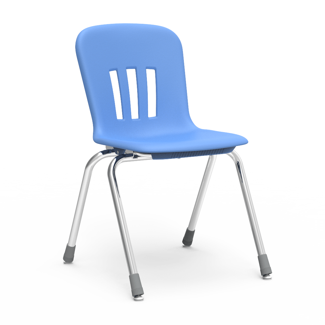 Metaphor Series 4-Leg Stack Chair 18in  5th Grade - Adult Sky Blue Chrome