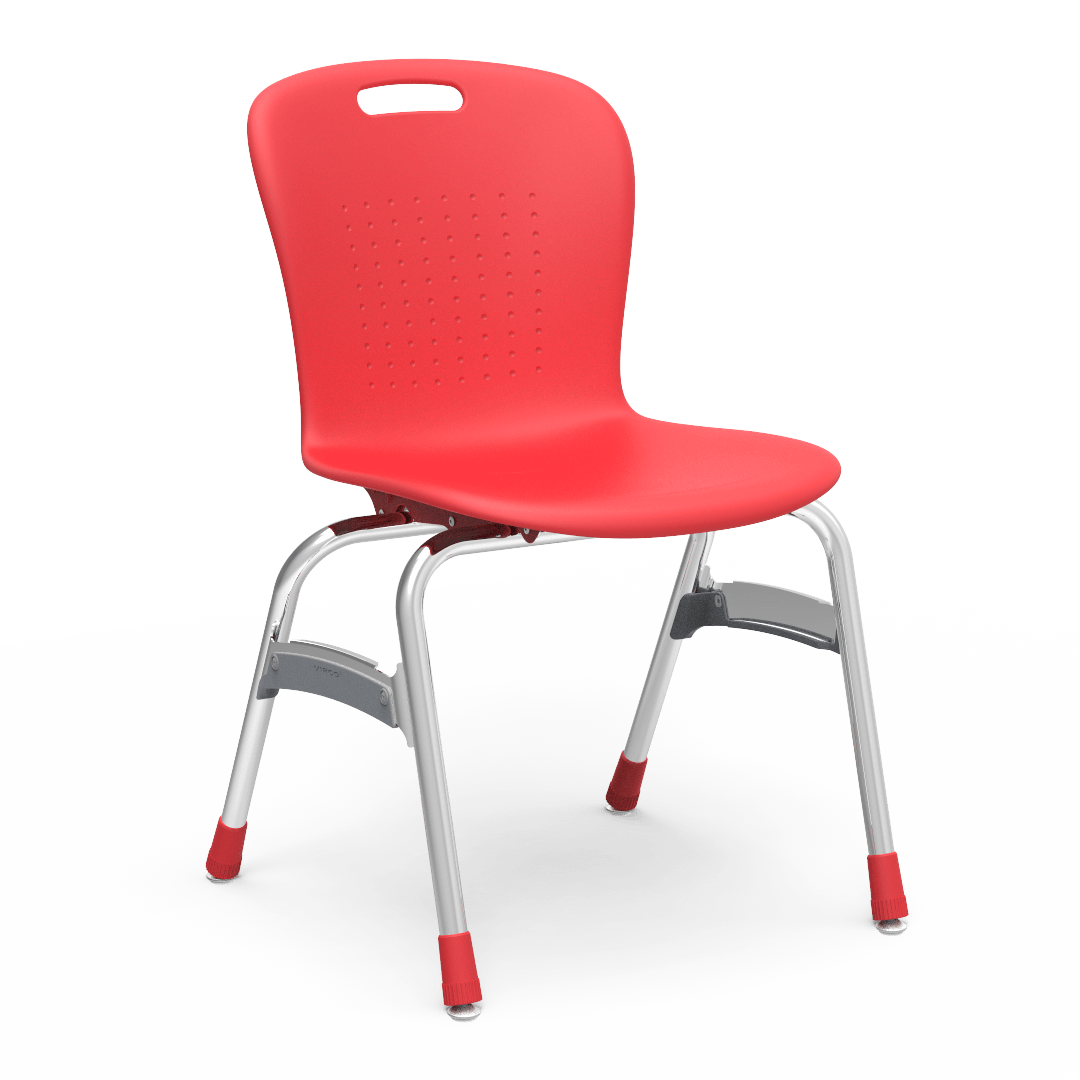 Sage Series 4-Leg Stack Chair 18in  5th Grade - Adult Red Chrome