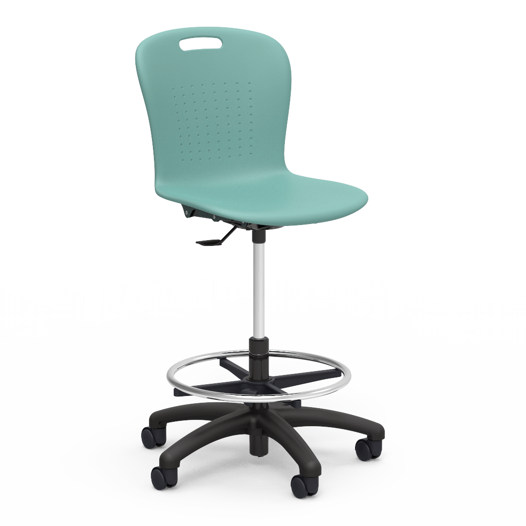Sage Series Lab Stool 19in - 27in Adjustable Sea Mist Char Black