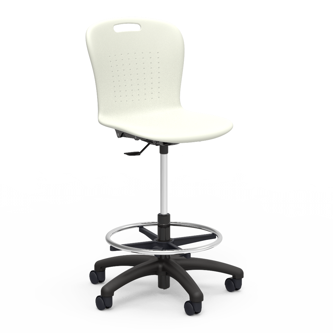 Sage Series Lab Stool 19in - 27in Adjustable Moonstone Char Black