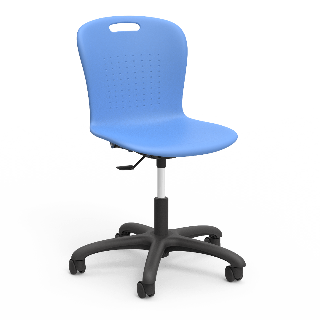 Sage Series Mobile Task Chair 16in - 20in 5th Grade - Adult Sky Blue Char Black