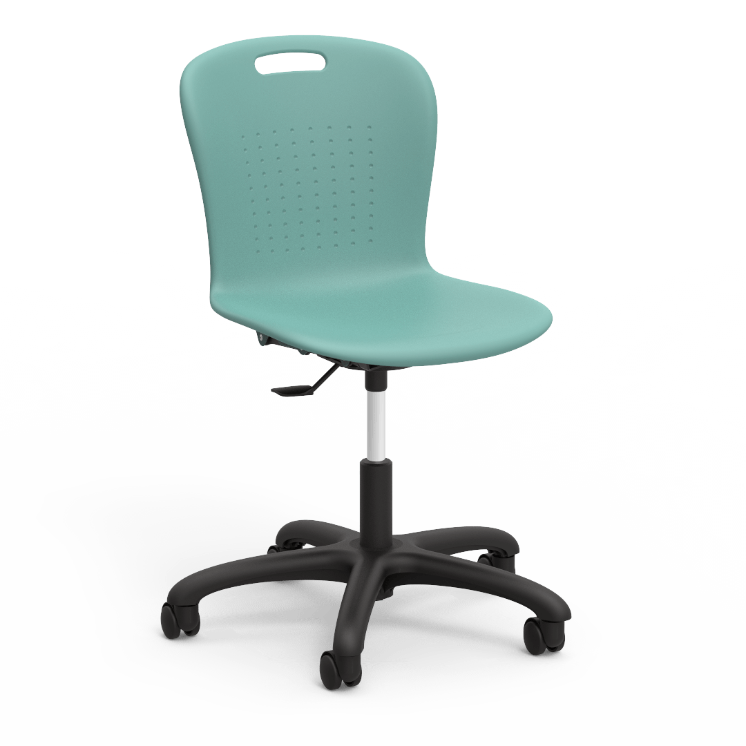Sage Series Mobile Task Chair 16in - 20in 5th Grade - Adult Sea Mist Char Black