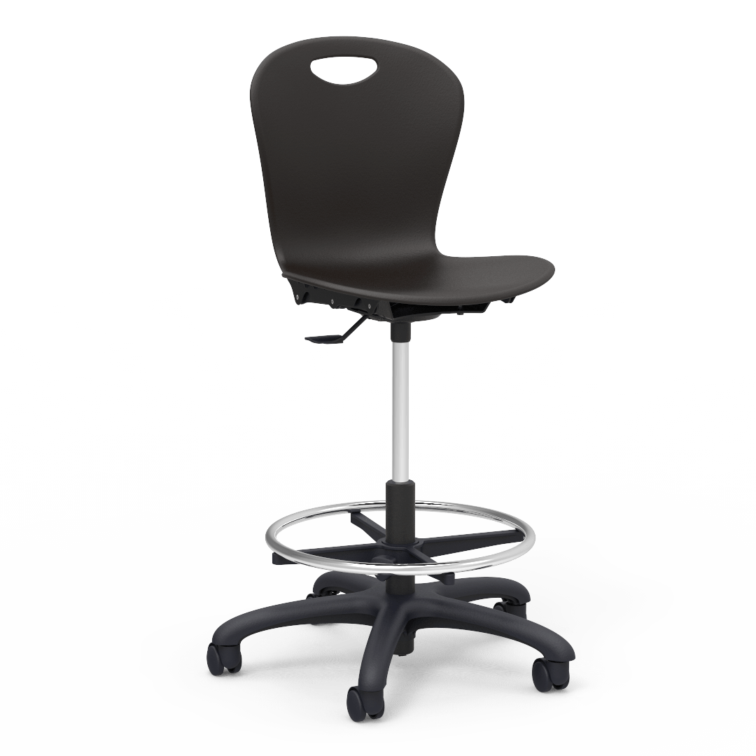 ZUMA Series Lab Stool 19in - 27in Adjustable Black Char Black