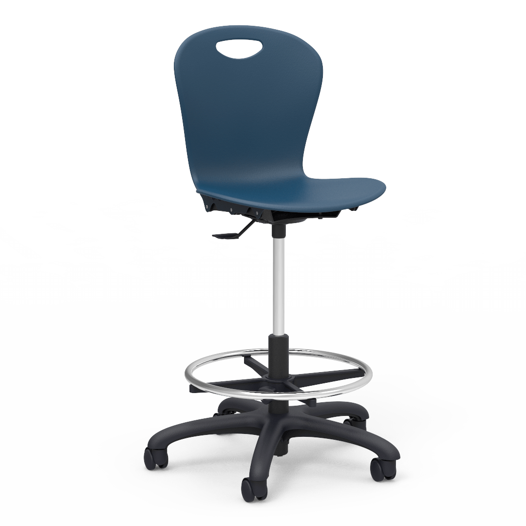 ZUMA Series Lab Stool 19in - 27in Adjustable Navy Char Black