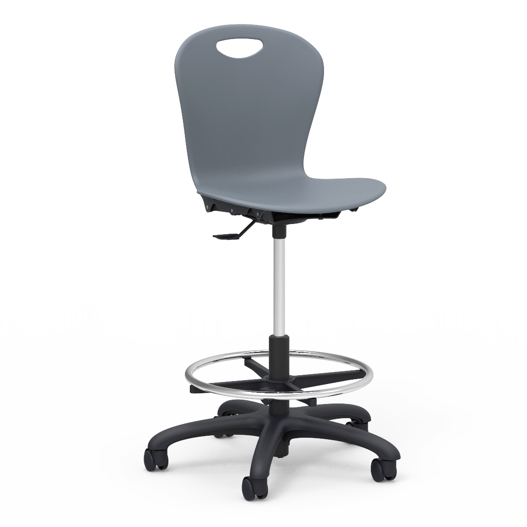 ZUMA Series Lab Stool 19in - 27in Adjustable Eclipse Char Black
