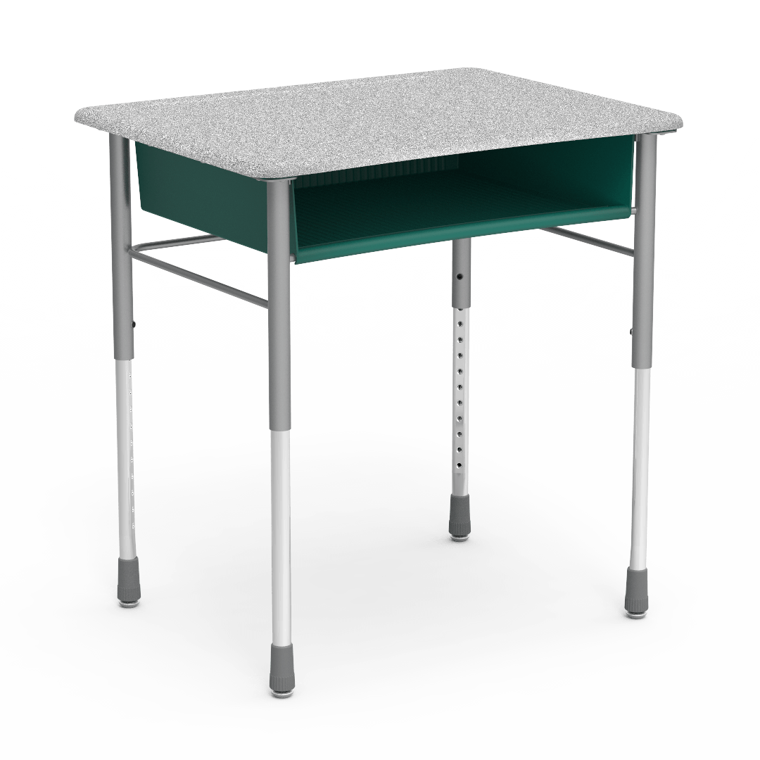 I.Q. Series Student Desk 28in x 21in Top 22in - 30in Adjustable Forest Green Grey Nebula Silver Mist