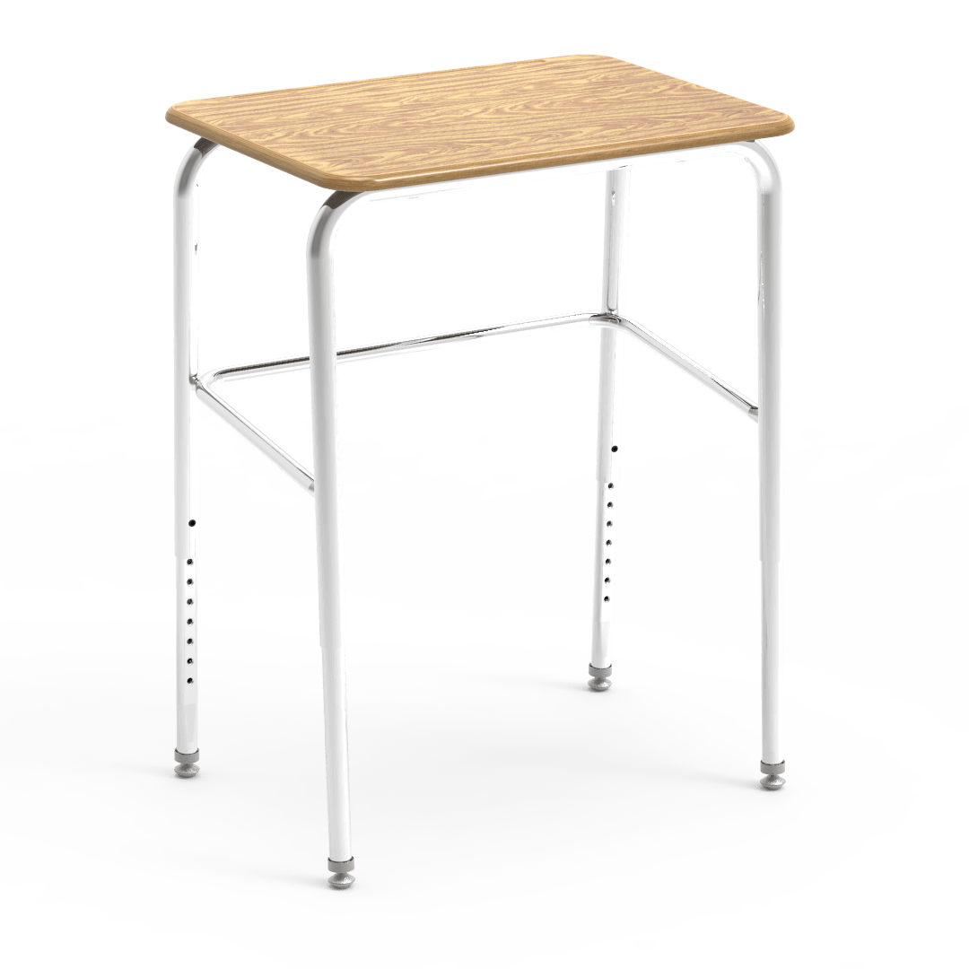 72 Desk 18in x 24in Top 25in - 30in Adjustable Medium Oak Chrome