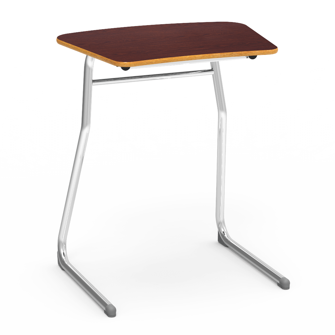 Sigma Series Desk 18in x 24in Curved Top 30in Walnut Chrome