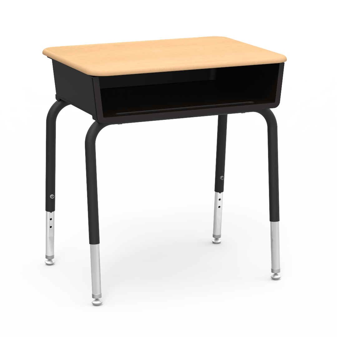 785 Series Hard Plastic Desk with Plastic Book Box 23in - 31in Adjustable Black Fusion Maple Char Black