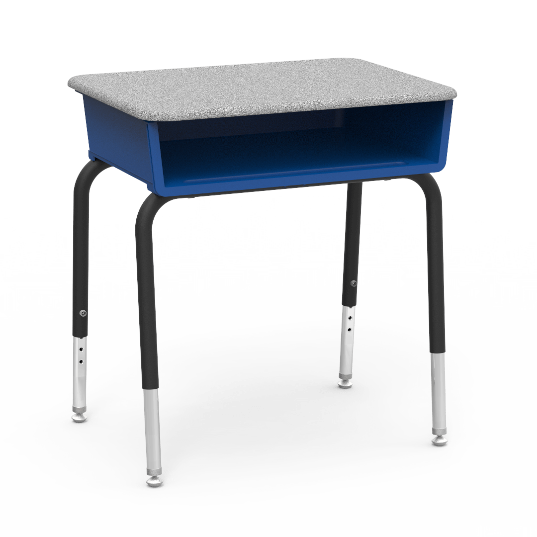 785 Series Hard Plastic Desk with Plastic Book Box 23in - 31in Adjustable Cobalt Blue Grey Nebula Char Black
