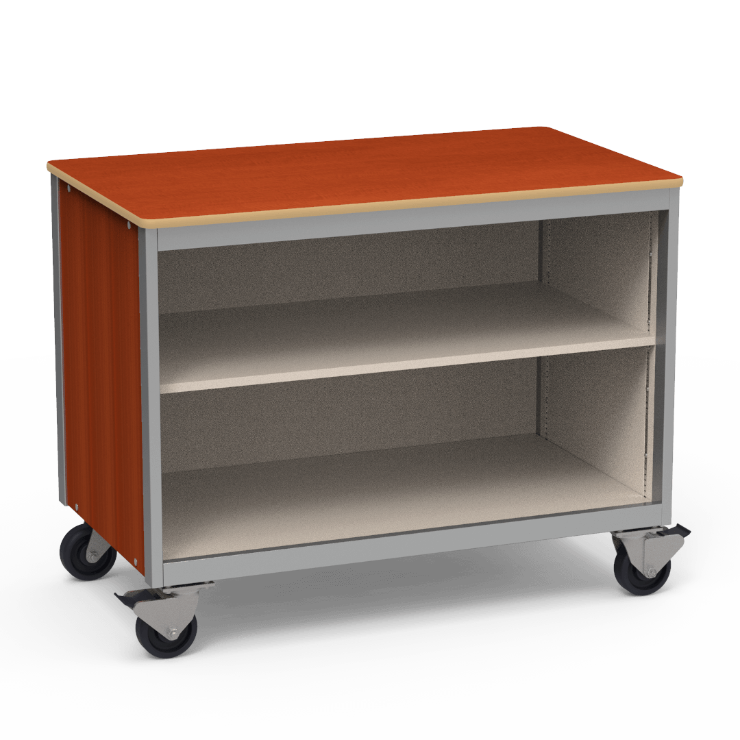 Mobile Storage Cabinet With One Adjustable Shelf, Two-Sided