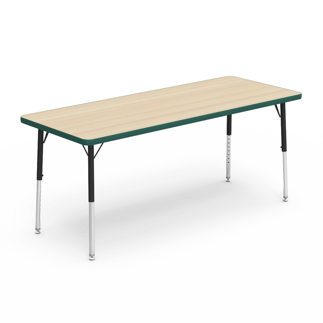 4000 Series Table 24in x 60in Rectangle 17in - 25in Preschool - 2nd Grade Asian Sand Forest Green Char Black
