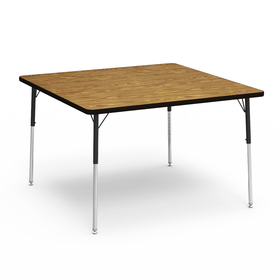 4000 Series Table 48in x 48in Square 22in - 30in Adjustable Medium Oak Char Black Char Black