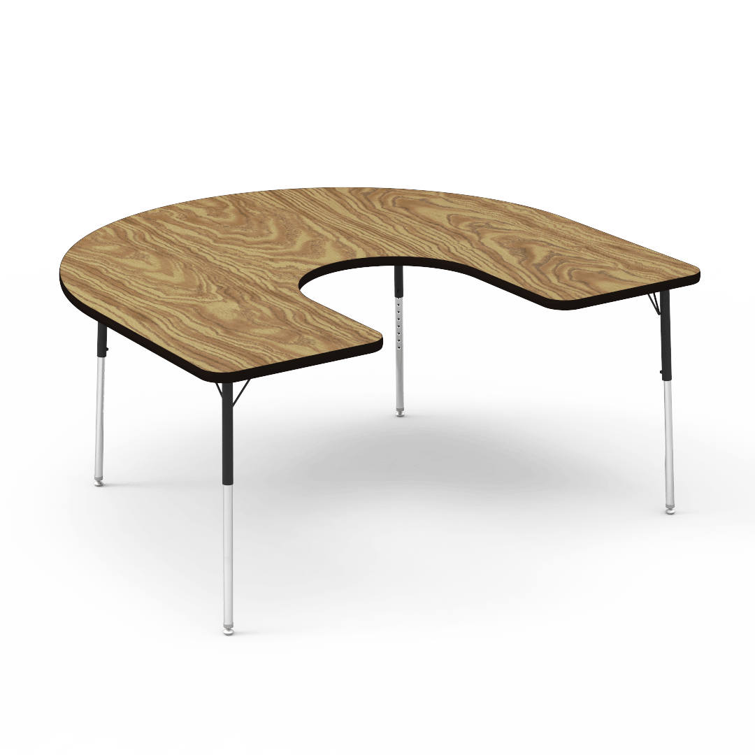 4000 Series Table 60in x 66in Horseshoe 22in - 30in Adjustable Medium Oak Char Black Char Black