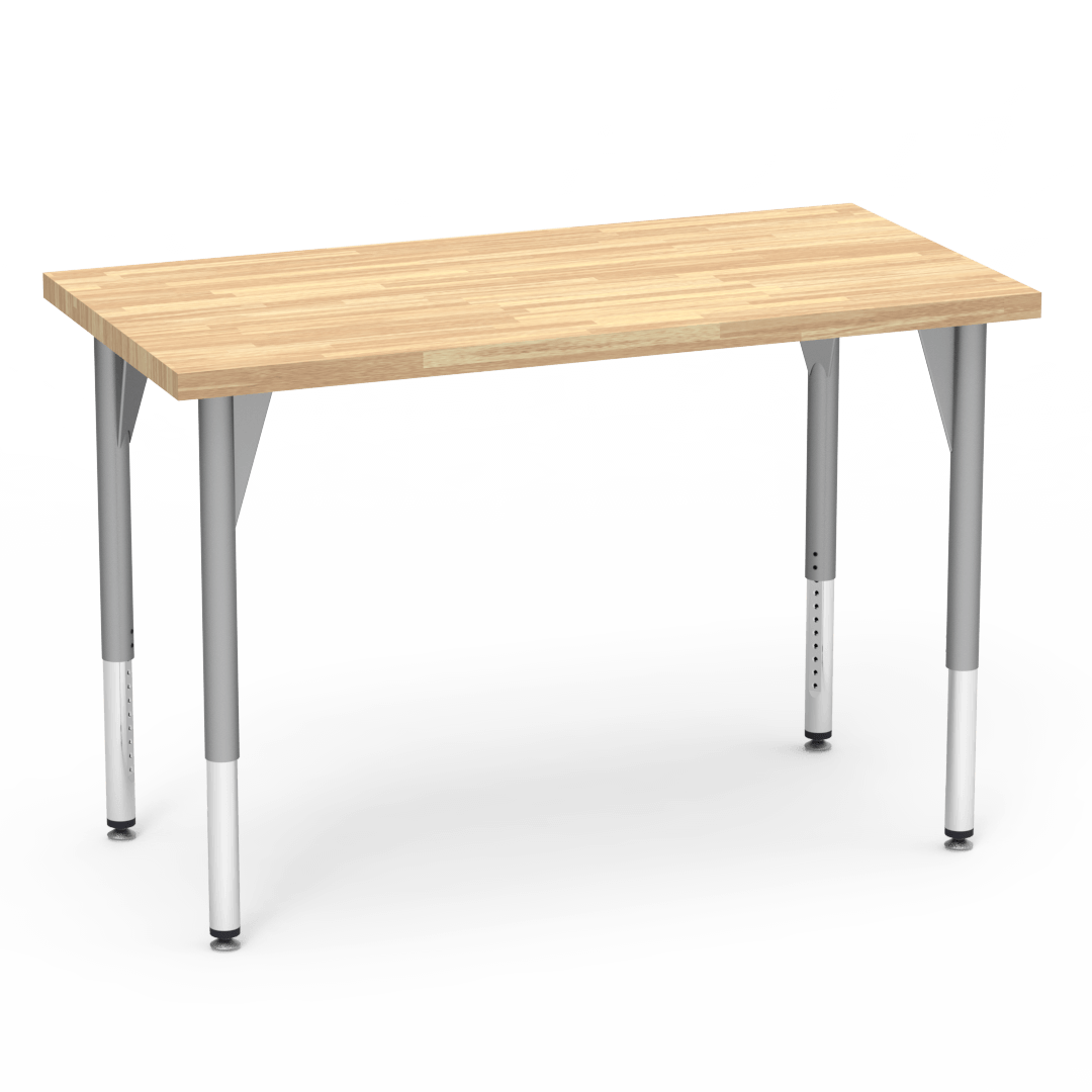 Butcher Block Series Table 30in x 60in Top 30in - 39in Stand-up Natural Maple Silver Mist
