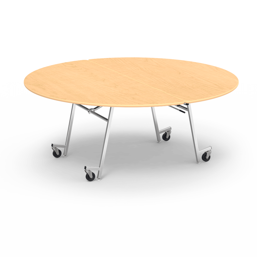 MT Series Mobile Table 72in Round Top 29in Fusion Maple Fusion Maple Chrome