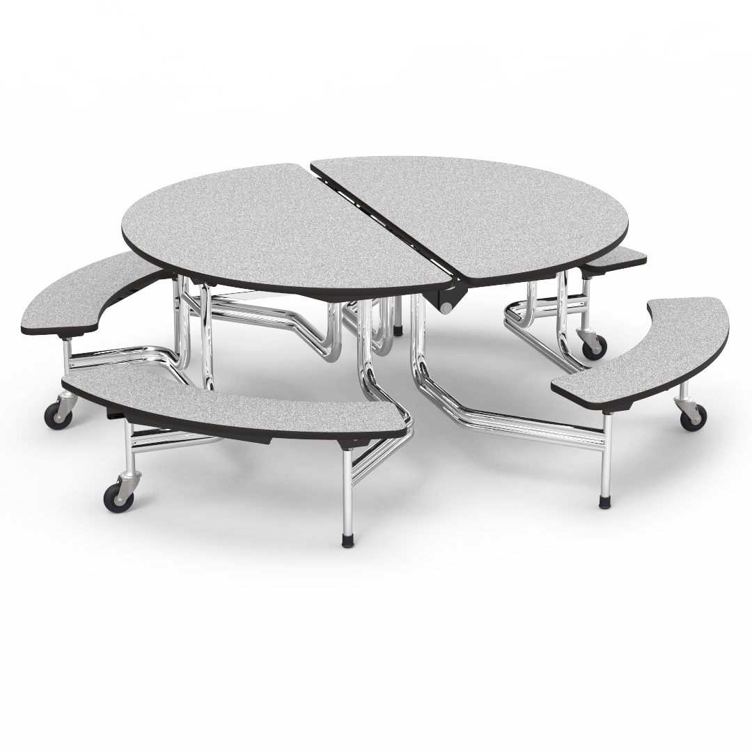 MT Mobile Oval Bench Table 60" Top 15" Seat Height Seats 8-12