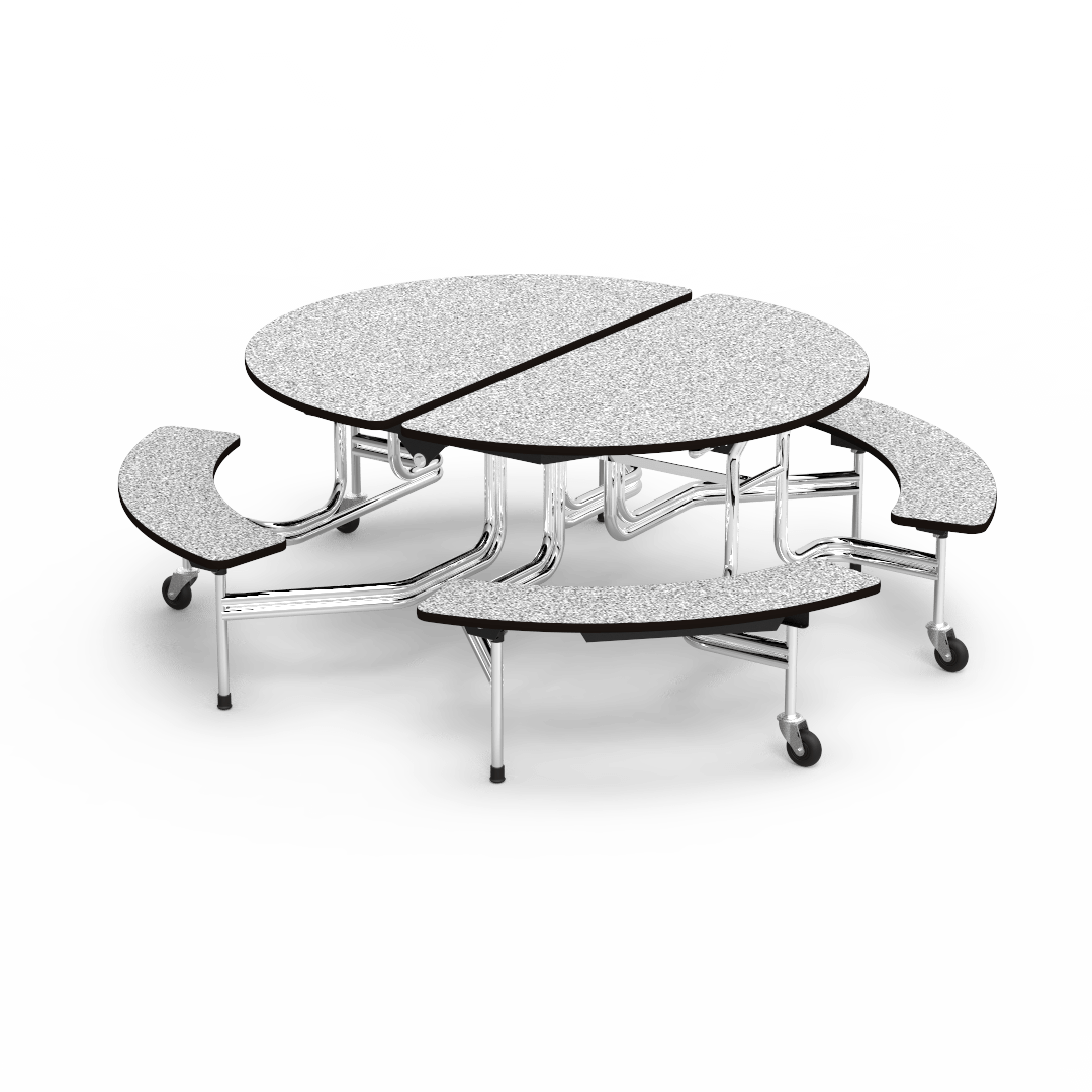 MT Mobile Oval Bench Table 60" Top 17" Seat Height Seats 8-12