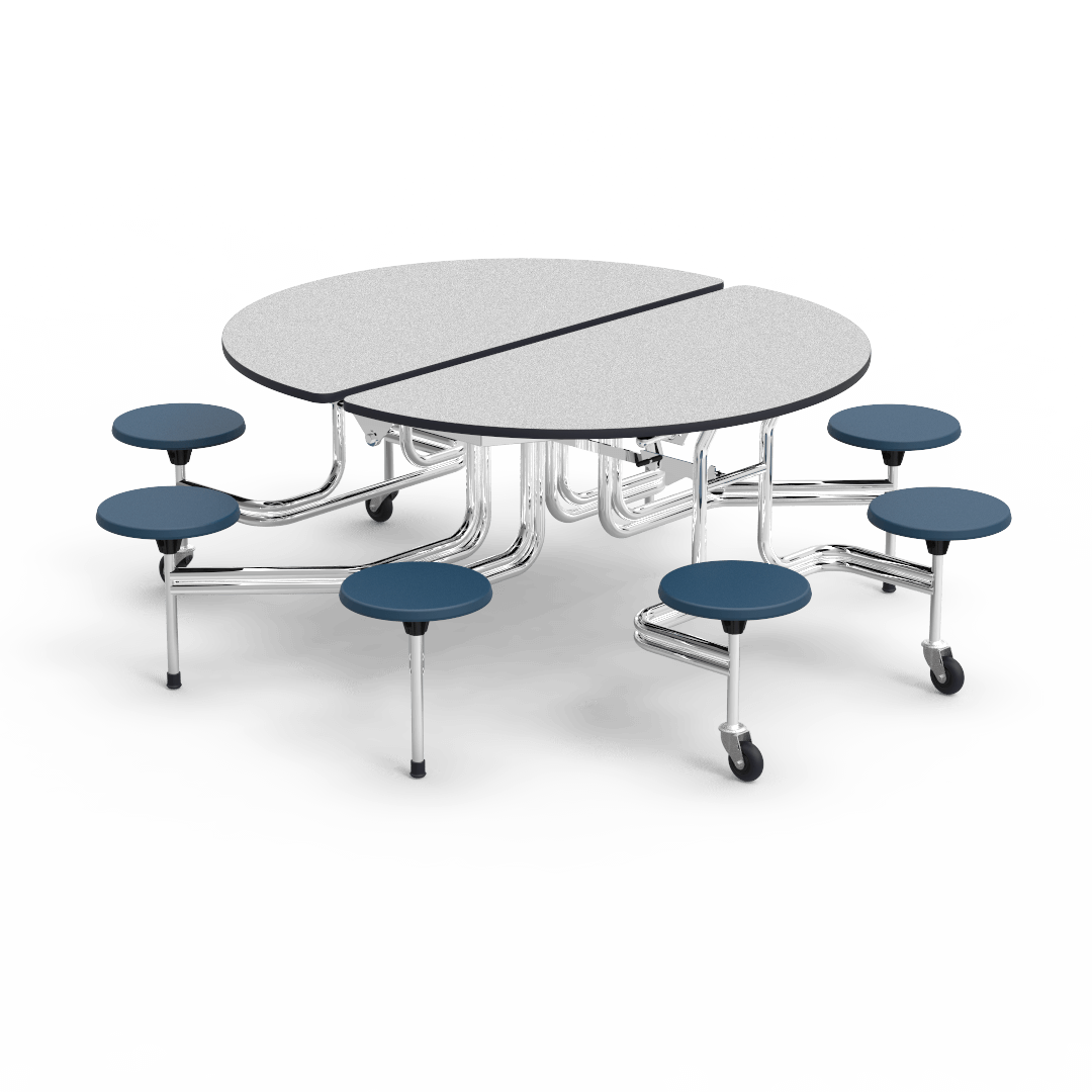 MTSO Series Mobile Oval Stool Table 60" Top 8 Stools