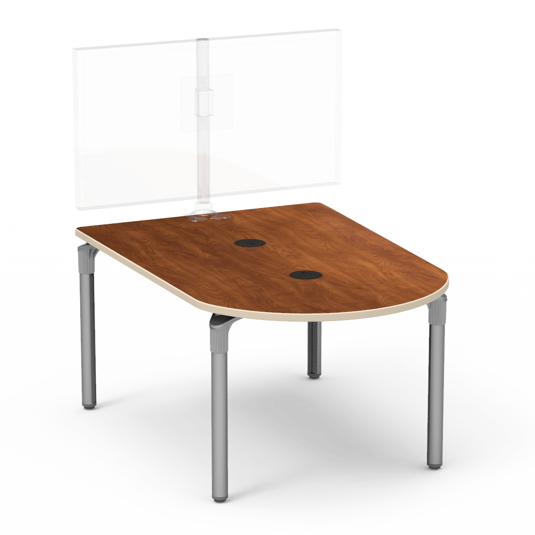 Plateau Series Media Table 42in x 60in Peninsula 29in Wild Cherry Blond Tuscani Silver Mist