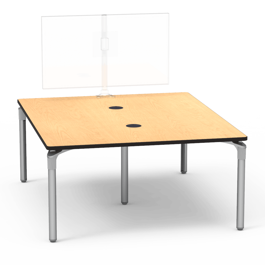 Plateau Series Media Table 60in x 72in Rectangle 29in Fusion Maple Char Black Silver Mist