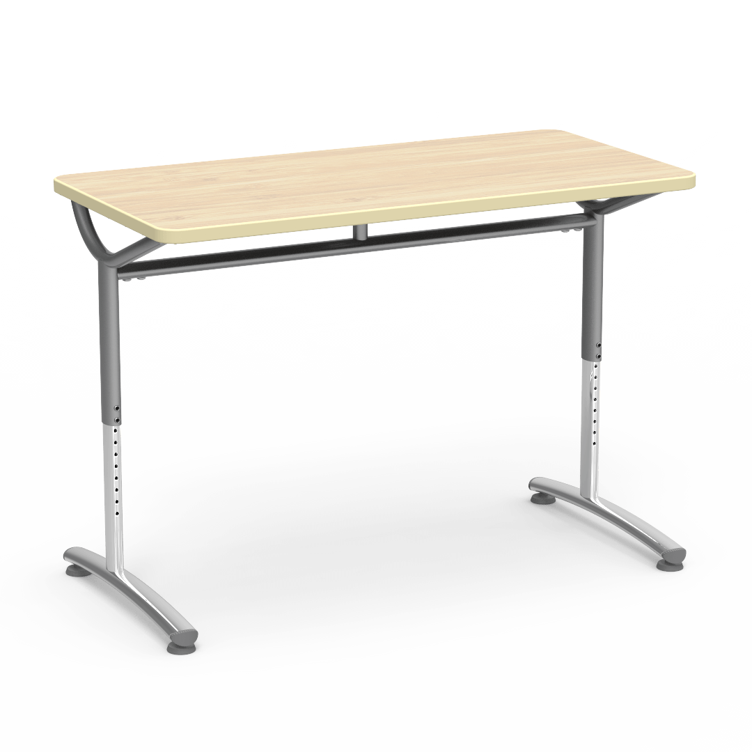 TEXT Series Table 24in x 48in Top 26in - 34in Adjustable Asian Sand Blond Tuscani Silver Mist