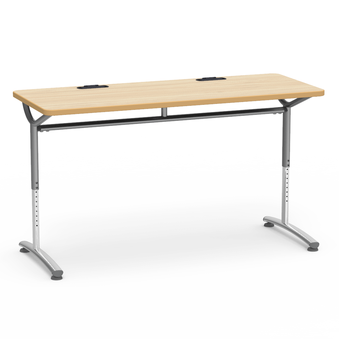 TEXT Series Table 24in x 60in Top with 2 Grommets 26in - 34in Adjustable Asian Sand Golden Allusion Silver Mist