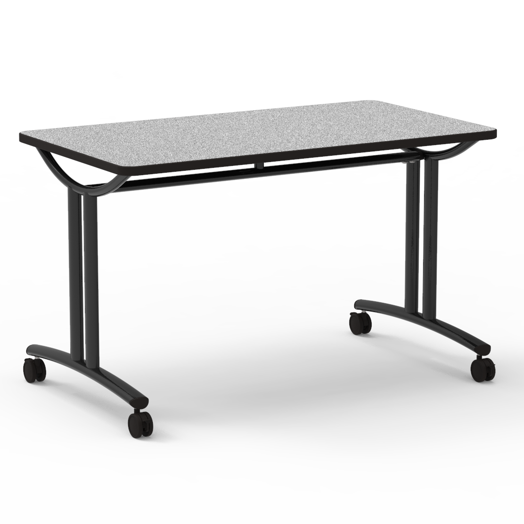 TEXT Series Table 30in x 54in Top 30in with Casters Grey Nebula Char Black Char Black